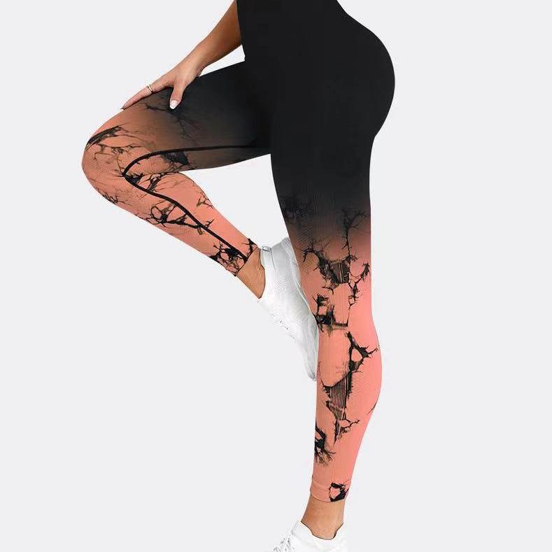 Gradient Tie-Dye Butt-Lifting Yoga Leggings: High-Elastic Fitness & Running Pants