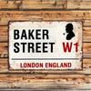 Baker Street W London England Metal Tin Sign B Address HeavyDuty Iron Retro British Wall Decor for Home Office Pub