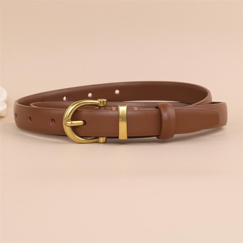 Women s Trendy Brown Genuine Leather Belt - Slim, Stylish, Versatile Accessory for Jeans
