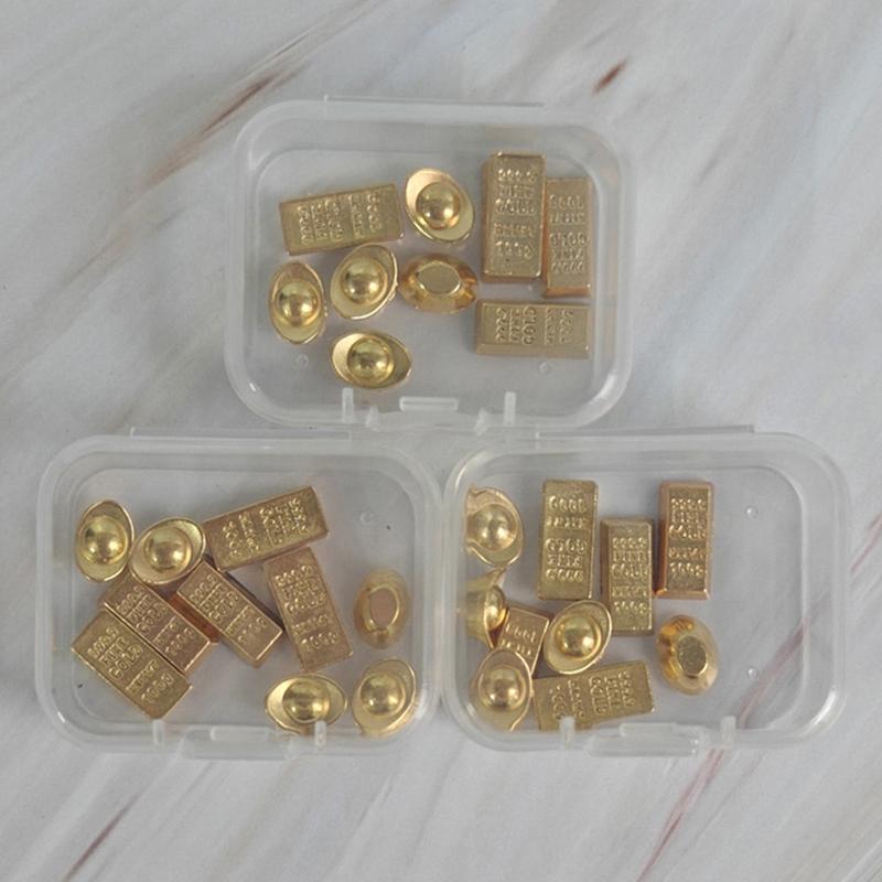 1Pc Simulated Gold Bar And Gold Ingot Ornament Mini Doll House Decoration Toys Miniature Model Diy Accessories
