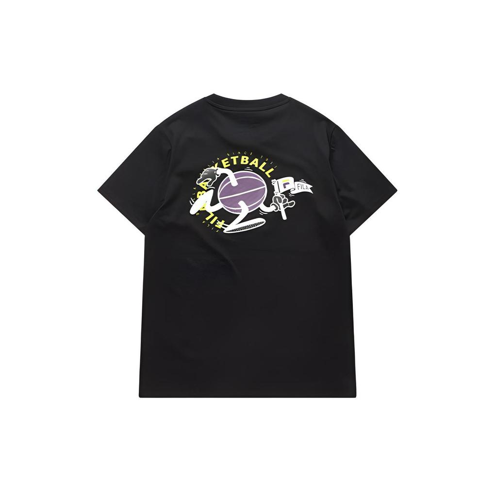 Fila Fusion Running Basketball Theme Printed Short Sleeve T-Shirt Men Tops Black T11M026106F-BK