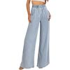 Womens Loose Wide Leg Tencel Blend Casual Pants High Waist Comfortable Lightweight Denim Style