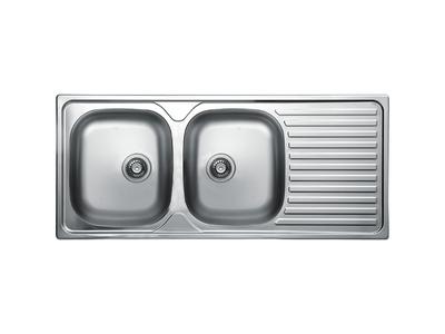 Double Bowl Metal Sink with Drainer