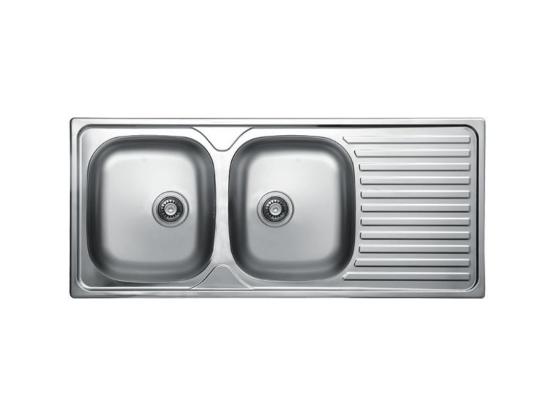 Double Bowl Metal Sink with Drainer