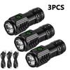 Ultra Powerful Flashlight 3Core LED Mini Tactical Flashlight USB Rechargeable High Power LED Torch With Magnet Hand Lamp Gift
