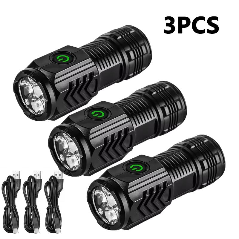 Ultra Powerful Flashlight 3Core LED Mini Tactical Flashlight USB Rechargeable High Power LED Torch With Magnet Hand Lamp Gift