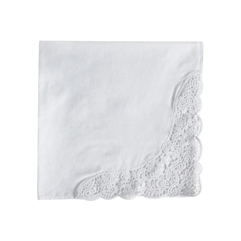 3 Stück 35x35cm Quadratisch 100% Baumwolle Weißes Spitzen-Taschentuch Verdickt Hochzeitsfeier Dekor Geschenk
