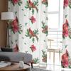 Christmas Cardinals Poinsettia Tulle Curtains For Living Room Bedroom Home Decor Chiffon Sheer Voile Kitchen Curtain
