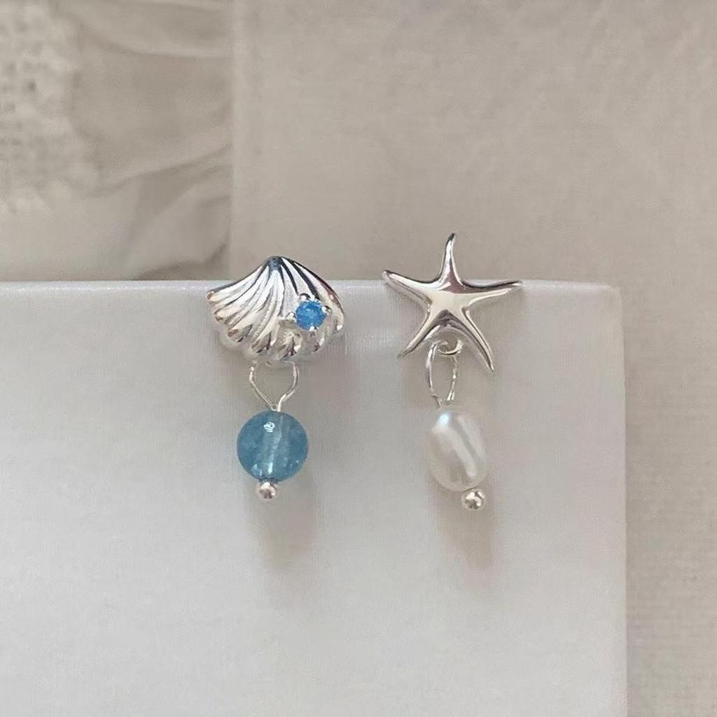 Asymmetrische Seestern-Muschel-Steckohrringe - Elegantes High-End-Design, Vielseitiges Modeaccessoire