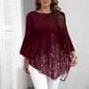 Top da Donna Taglie Forti Casual Vestibilità Larga Manica a Tre Quarti Stampa Sfumata Girocollo Orlo Asimmetrico Pullover Blusa