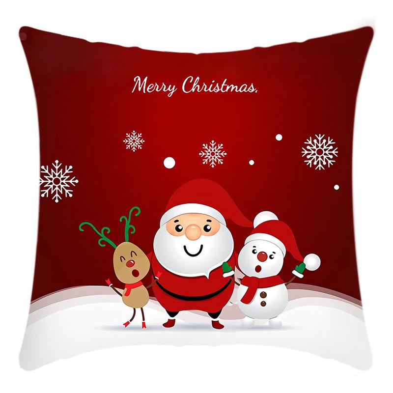 

New Christmas Pillowcase Santa Print Elk Home Decoration Festive Linen Pillowcase 45 * 45Cm pillowcase