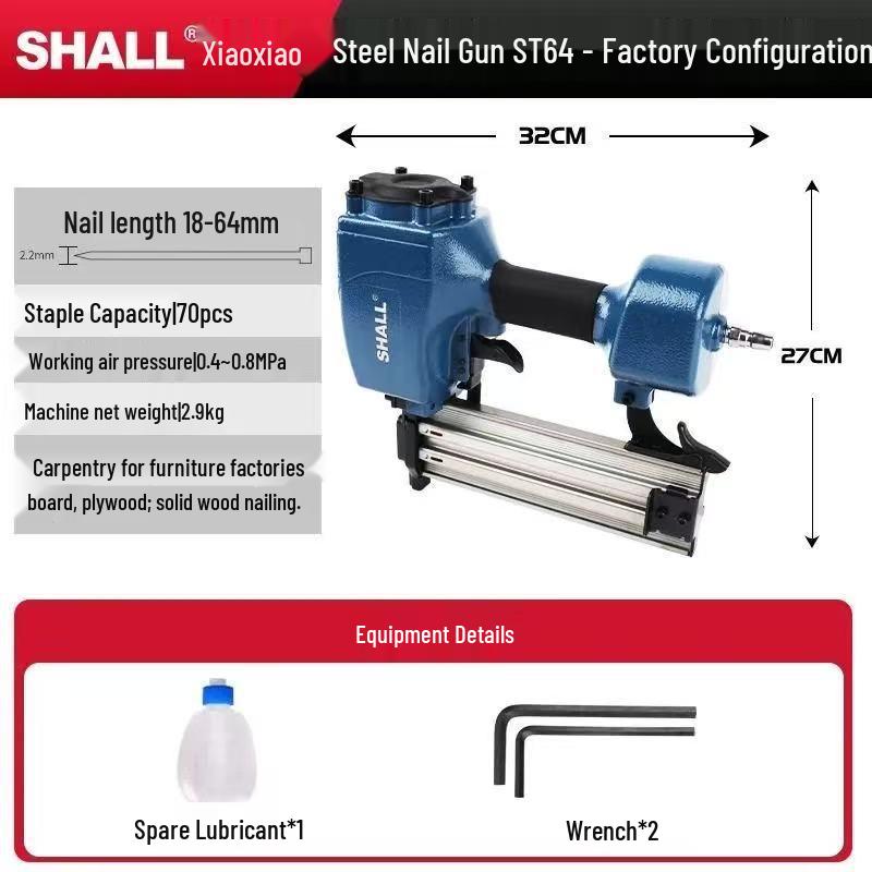 Powerful Pneumatic F30 Brad Nailer - No Jam, Continuous Fire for Woodworking