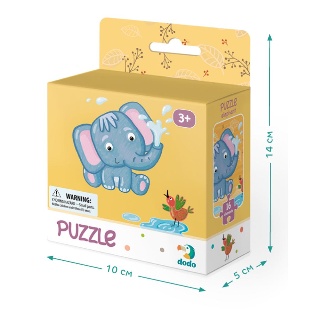 Puzzle "Słonik" 16 Elementów Układanka Edukacyjna Dla Dzieci Zestaw Słoń 300162