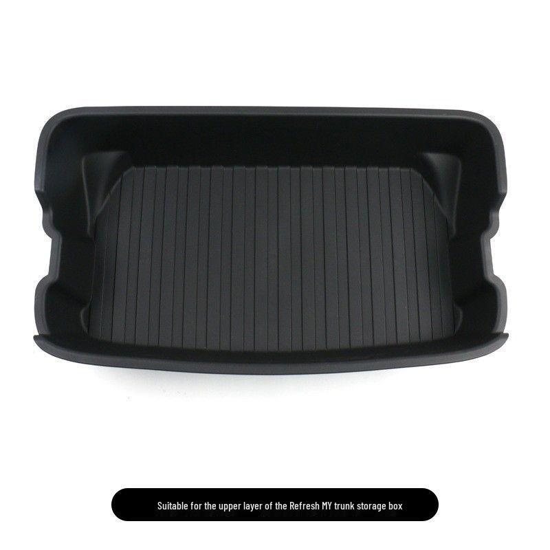 Tesla Model Y Refresh Trunk Organizer: Double-Layer Storage Box for 25 Items Black