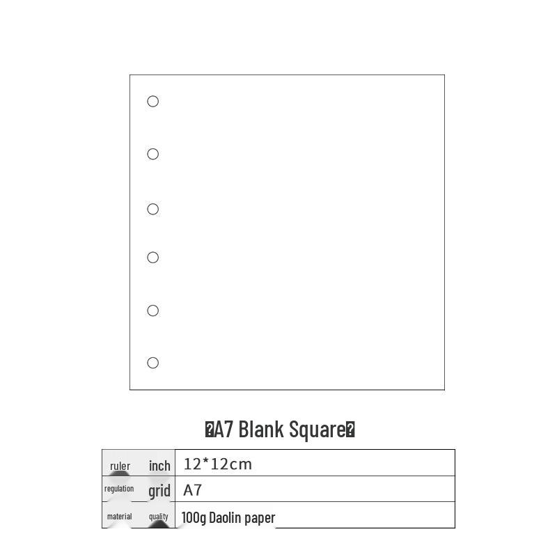 A6 6-Hole Notebook Refill: Blank, Grid, Lined Pages for Student Diaries