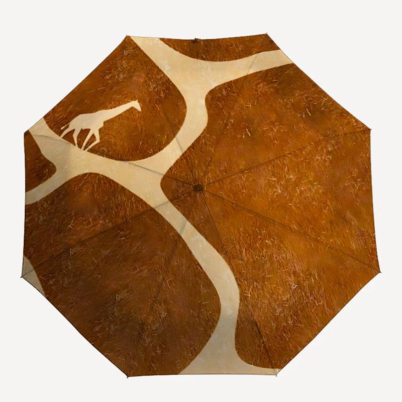 

1pc Giraffe Savannah Automatic Open/Close Umbrella Compact Folding Umbrella, All-Season Portable Umbrella for Women/Men167