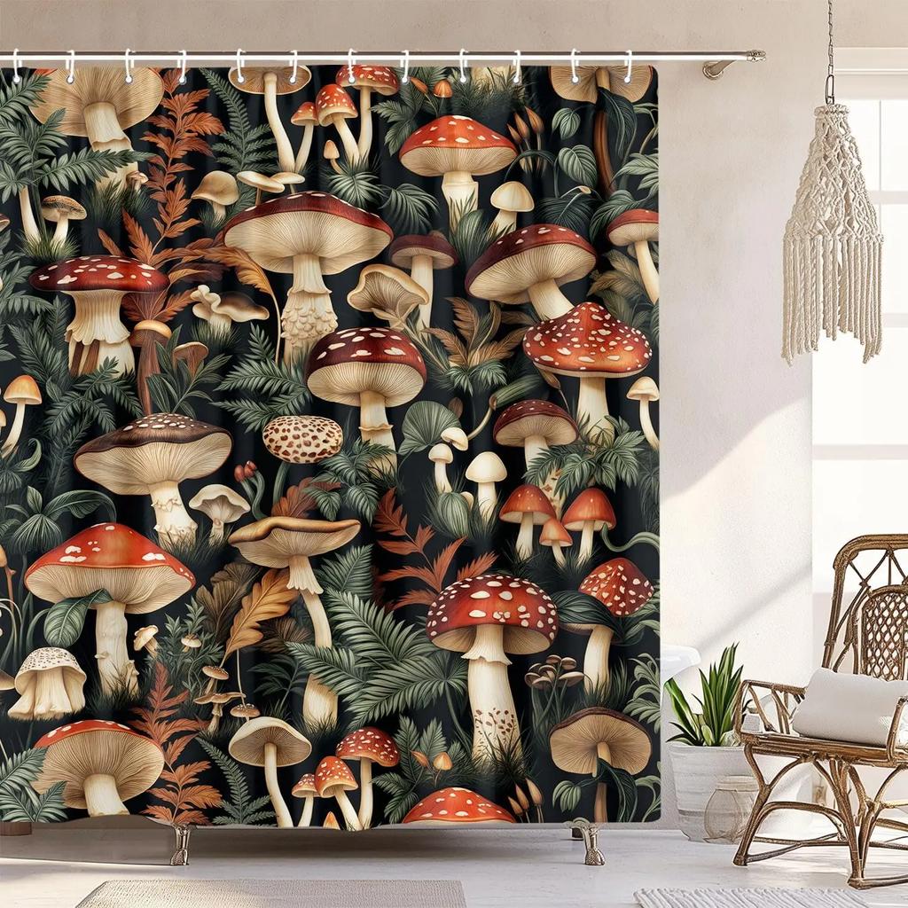 Vintage Boho Shower Curtain Black and Gold Floral Bathroom Aesthetic Decorative, Funny Rustic Bee Daisy Flowers Witchy Eclecti