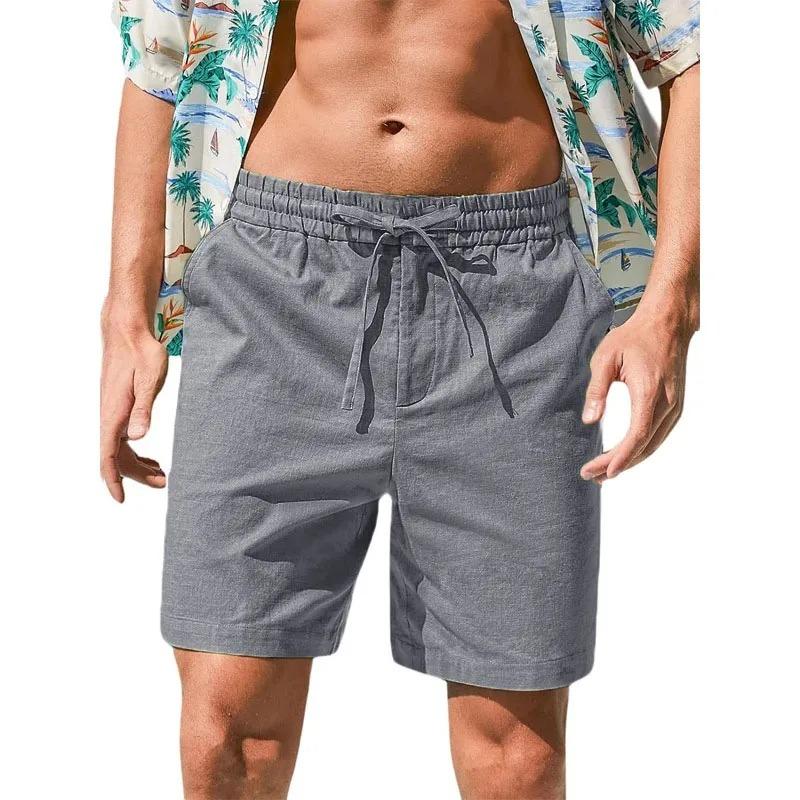 

Летние мужские хлопковые льняные дышащие шорты, легкие пляжные шорты, повседневные удобные модные мужские шорты с эластичной талией XL