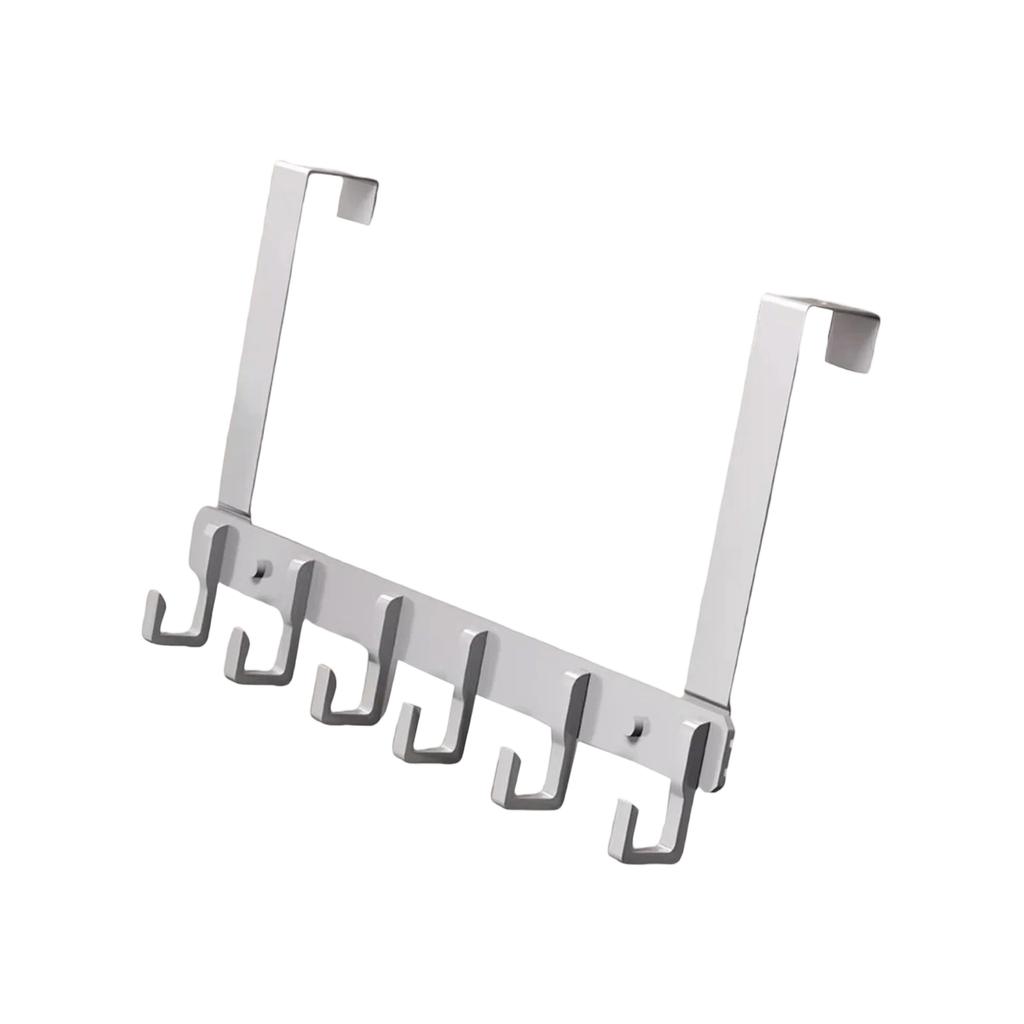 6-Hook Towel Rack Behind Door For Bathrooms And Dormitories - No Drilling Required For Installation