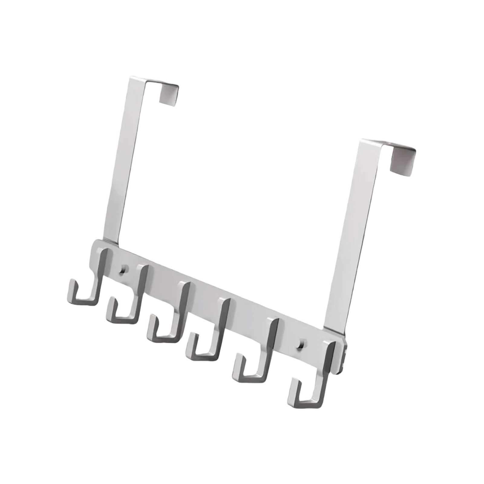 

6-Hook Towel Rack Behind Door For Bathrooms And Dormitories - No Drilling Required For Installation One Size