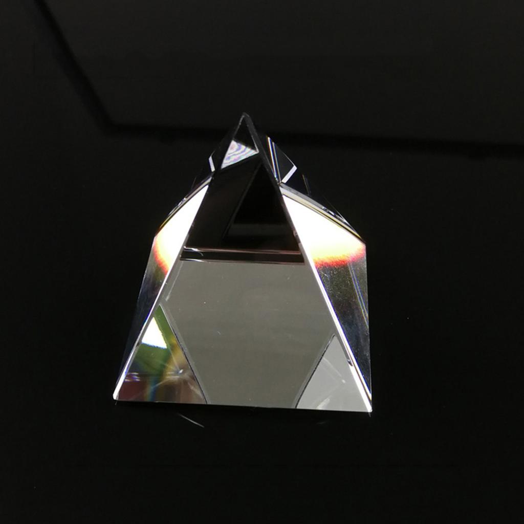 Optical Crystal Pyramid Prism 2.4 Inch Multi Color Toy and Desktop Decor Used for Physics Science Photography