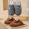 Winter Bowknot Furry Slippers for Couples - Cozy Indoor Cotton Slippers
