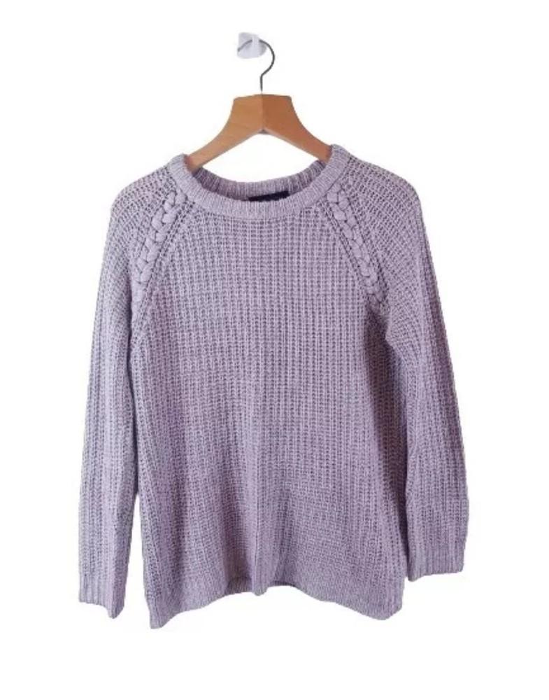 Beautiful Purple Cable Pattern Women’s Jumper Used Vgc Uk 12 Unisex T-Shirt XXL