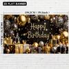 2D Luxury Black Gold Birthday Banner for Night & Adult Themed Parties