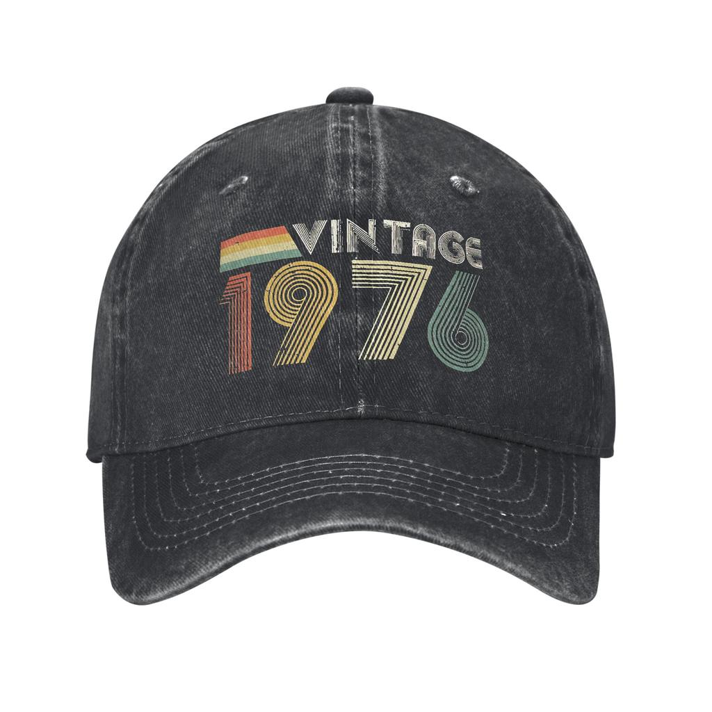Vintage 1976, 50th Birthday Gift Washed Baseball Cap Street Style Sun Trucker Hat Summer Couple Women Tennis Skate Baseball Caps