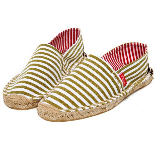 Drilleys Espadrille Slip-Ons Taupe Wide Stripe