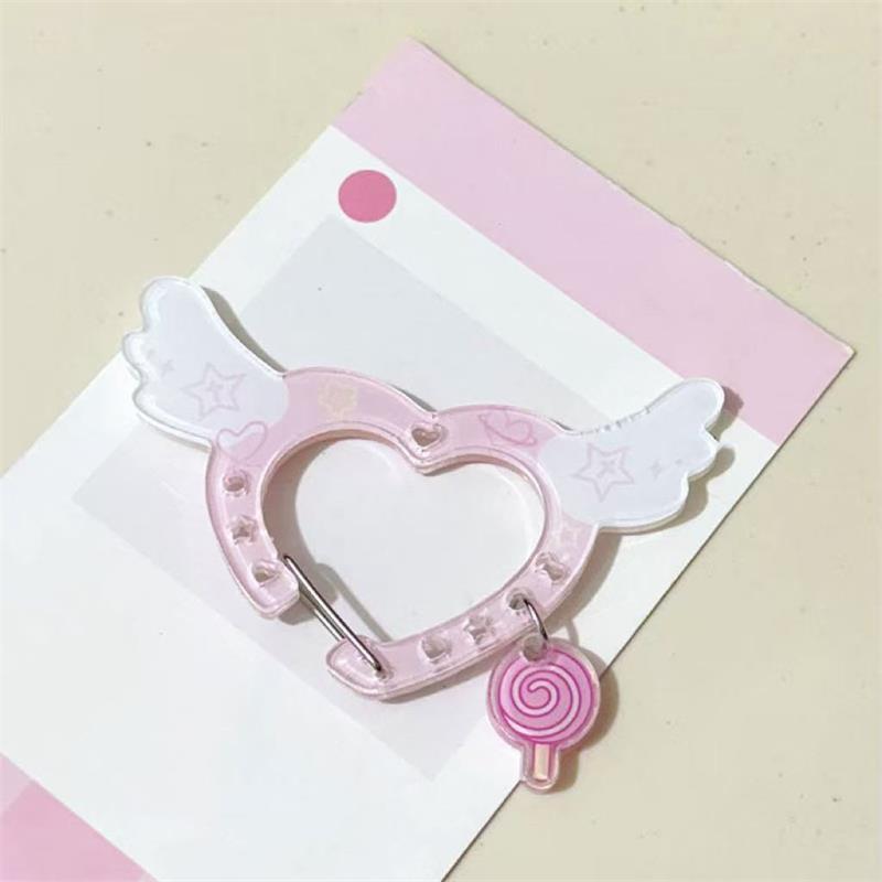 

Карабин в форме сердца с крыльями, альпинистская пряжка, акриловый брелок конфетного цвета, подвески, многоцелевое кольцо для ключей, крючок для подвешивания на сумку