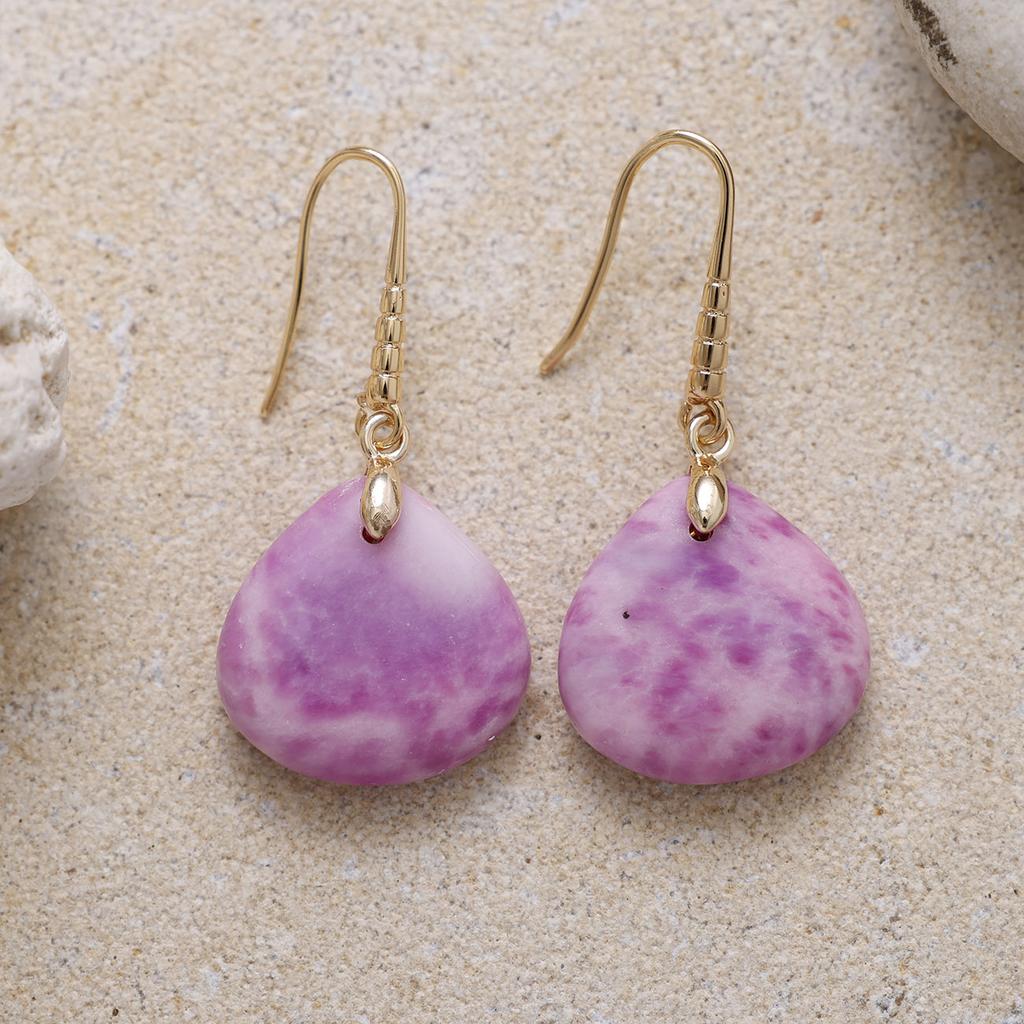 Luxury natural stone water drop earrings, simple luxury plated real gold earrings, French retro women's earrings.