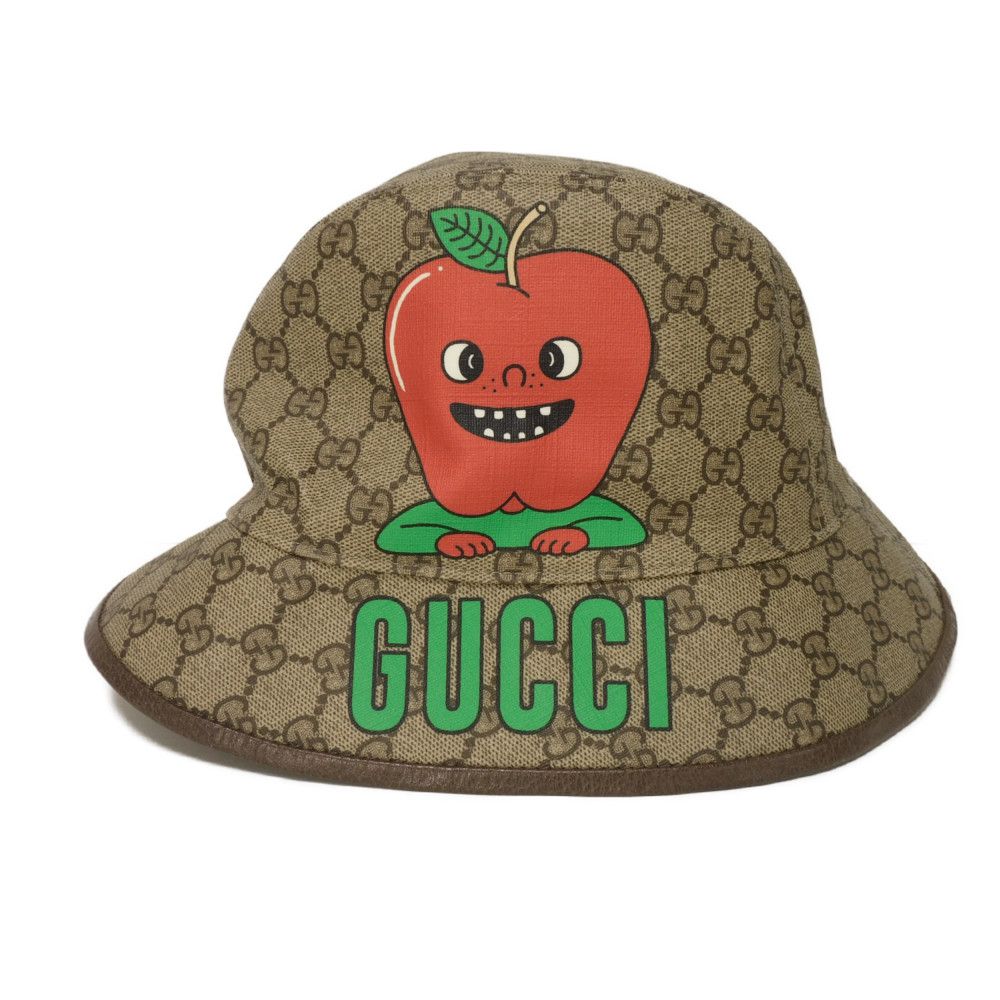 Used 9539 Apple Bucket Hat 700667 4HANT 8964 7919 Pablo Del Cielo Apple Red Large 23.2" GG Supreme Beige Men's from