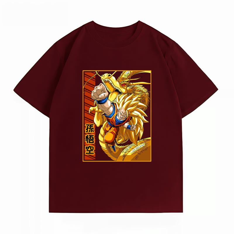 Dragon Ball Z Goku SSJ3 Shenron Print T-shirt Casual Short Sleeve Cotton Anime Streetwear T-shirt Unisex