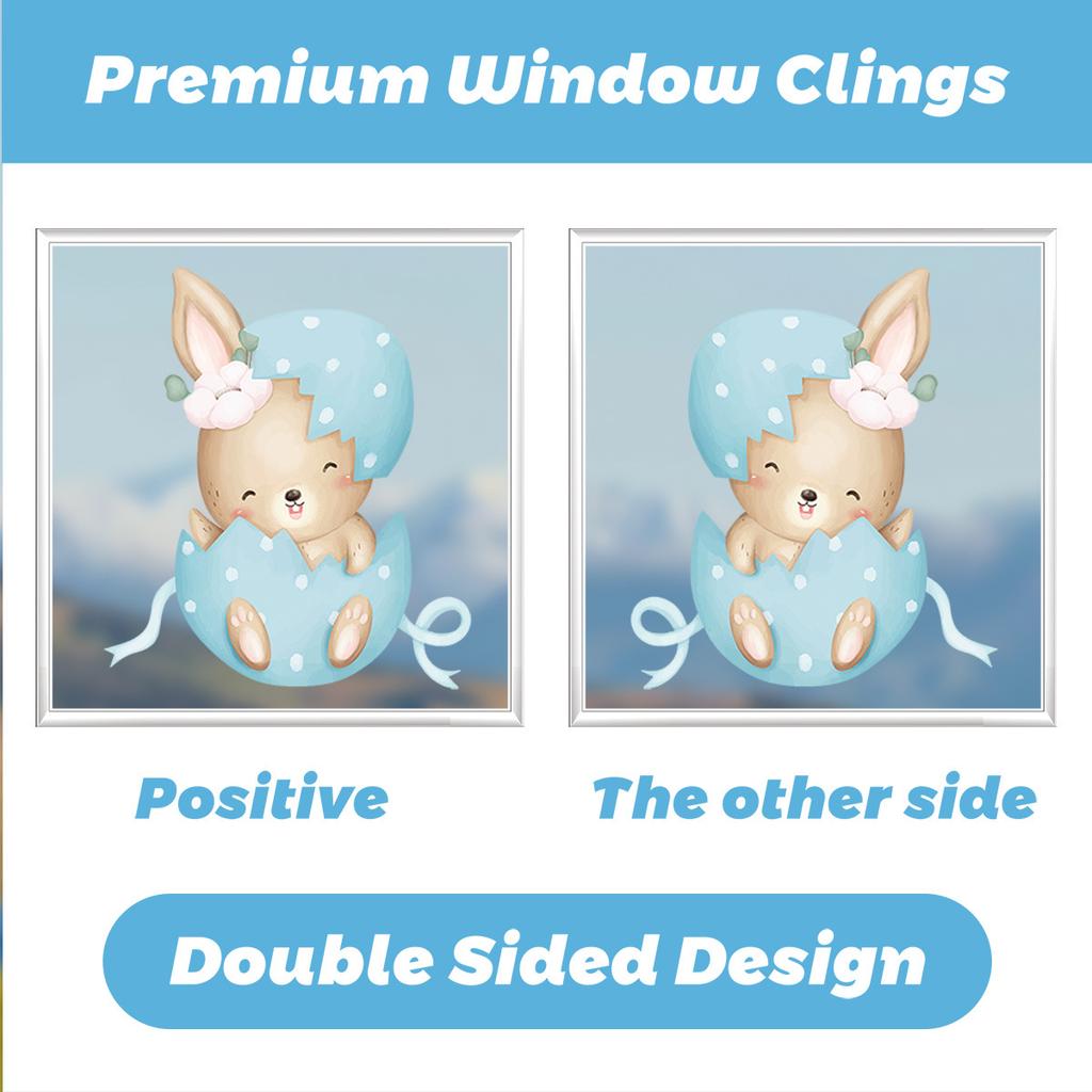 Easter Egg Bunny Static Cling Stickers 2026 New Window Decals for Glass Shop Display Decoration