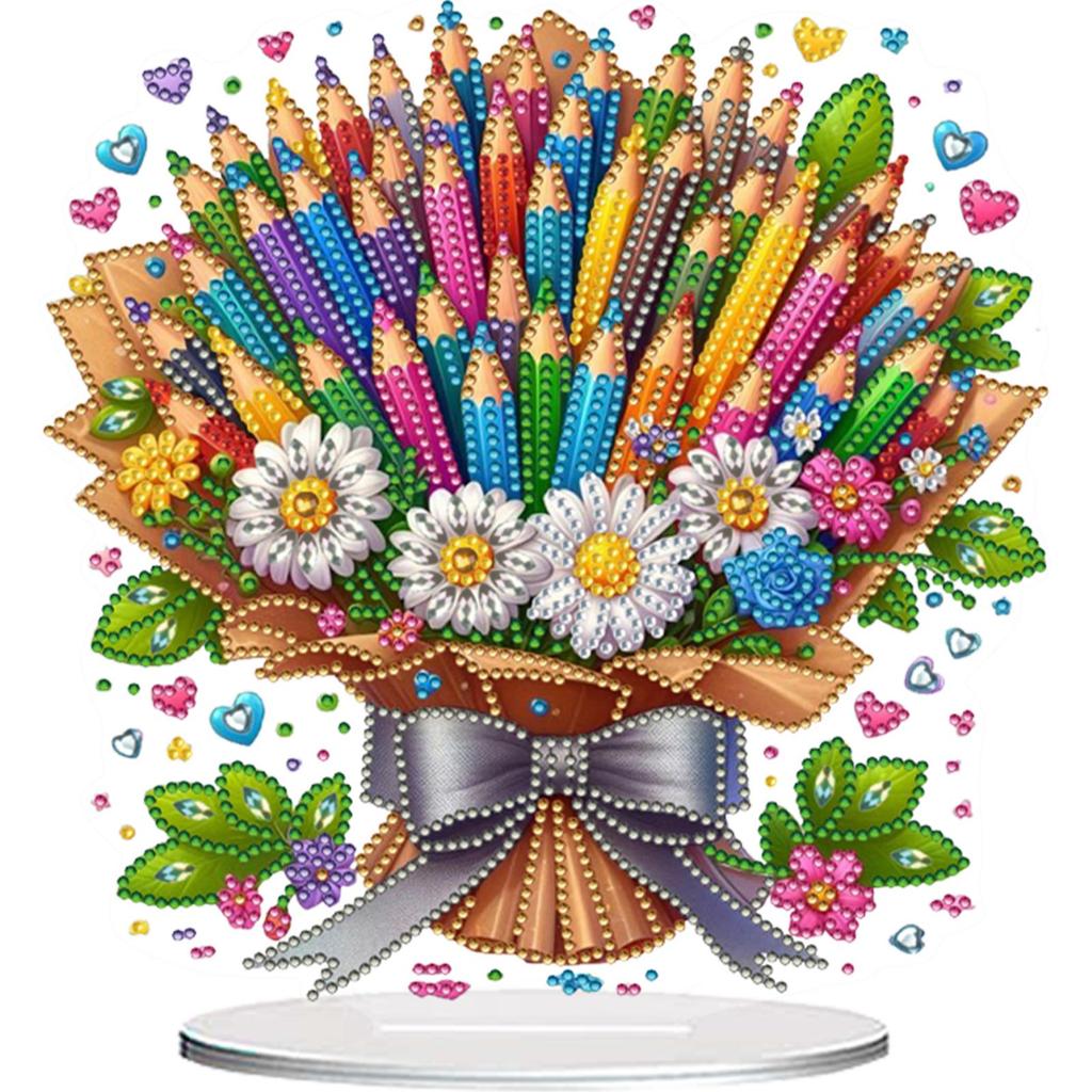 Flower Double Sided Effect Diamond Painting Tabletop Ornaments Kit Diamond Painting Desktop Ornaments Kit for Adults Beginner