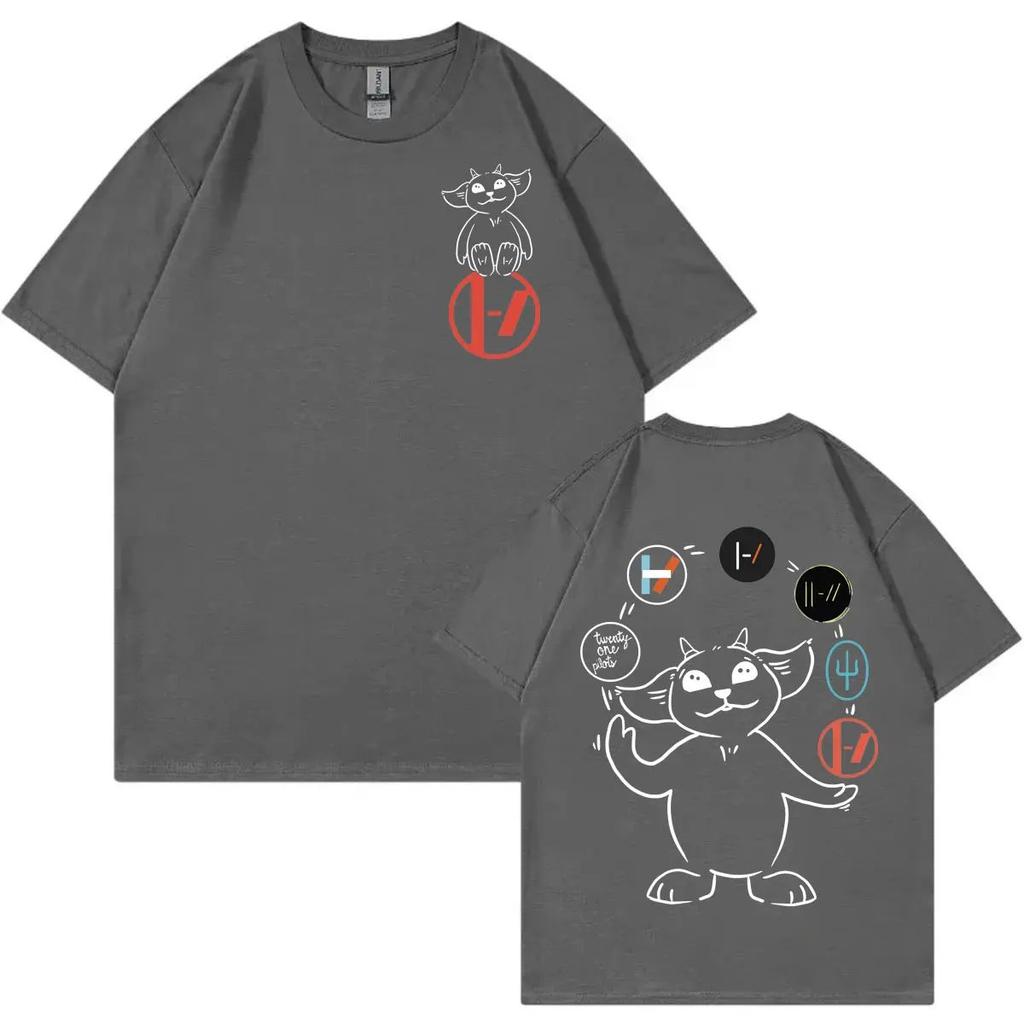 Summer 21st Pilot Logo Cartoon Mens Cotton Tshirt Fashion Rock Hip Hop Short Sleeve Retro Loose Casual Tshirt
