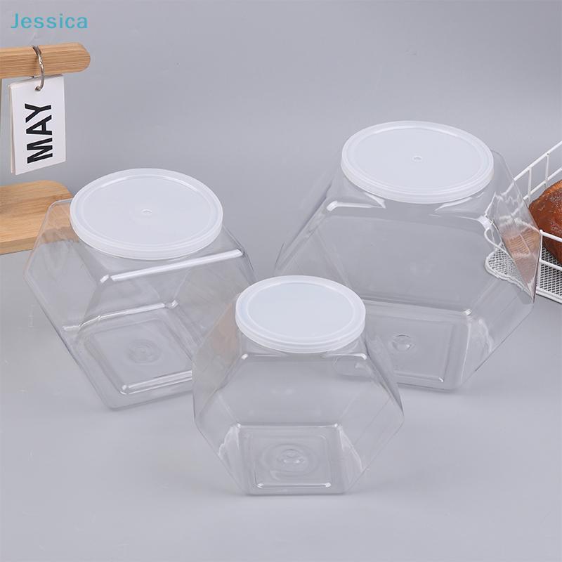 Hexagon Clear Plastic Storage Jars With Airtight Lids – Food-Safe Containers For Kitchen Snacks Candies Organizing