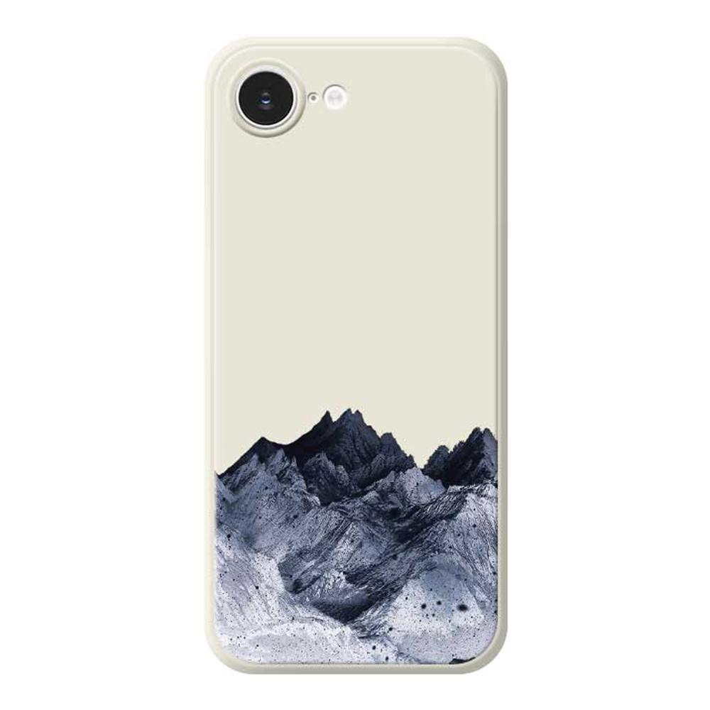 For iPhone 16e Case Black Mountain Pattern Printing Straight Edge TPU Phone Back Cover
