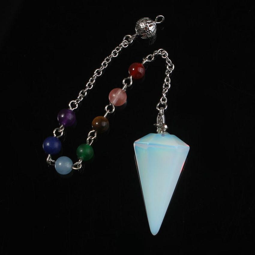 Natural Crystal Stone Bullet Pendulum Healing Crystal Stone Pendant Hang Decorations with Natural Stone 7 Chakra Crystal Beads