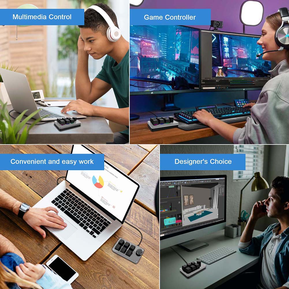 Bluetooth USB Custom 3/4/6/9/12 KeysKeyboard Volume Knob Programming Macro Gaming Photoshop Keypad Mechanical Keyboard