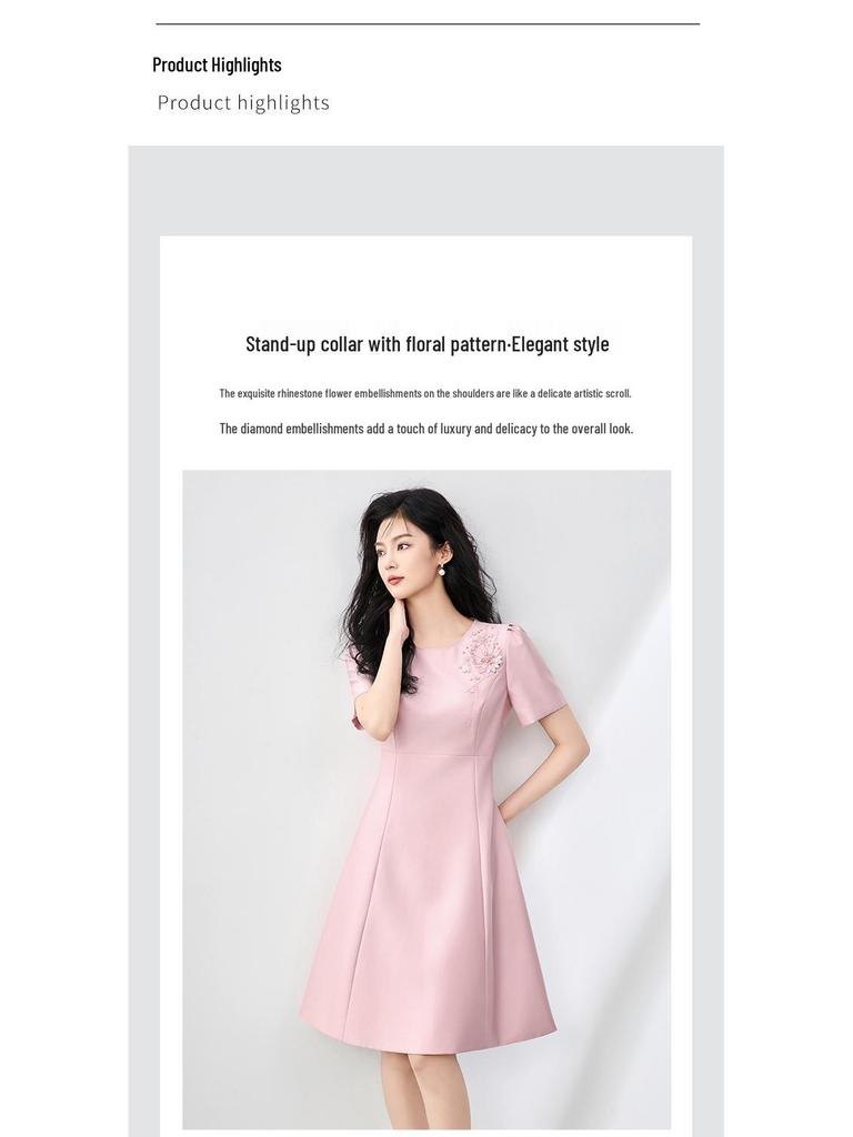 Elegantes leicht luxuriöses mit Diamanten besetztes Blumen-Abendkleid für Damen