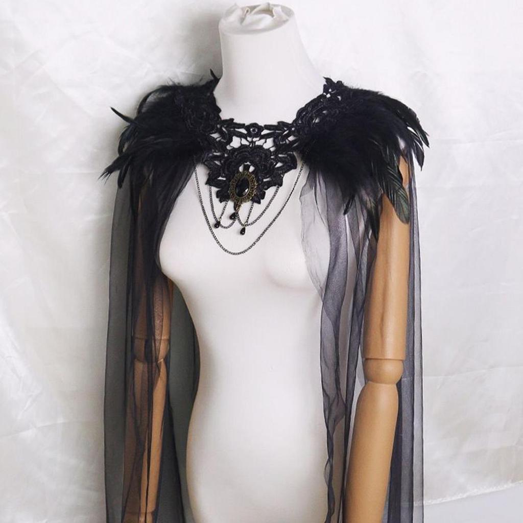 Feathers Cape For Women Gothic Cloak For Masquerade Retro Cosplay Cloak For Women Ladies Event Organizers Stage Performance