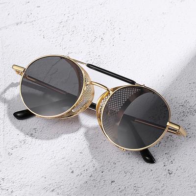NOUVELLES Lunettes de soleil Steampunk Rondes Homme Femme Mode Lunettes en Métal Design de Marque Lunettes de Soleil Vintage Haute Qualité UV400 Gafas