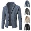 Cardigan Casaco Masculino Tricô Cabo Grosso Cor Sólida Slim-Fit Novo