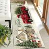 1Pcs Red Truck Merry Christmas Banner Non-Slip Washable Area Rug Runner for Entryway, Living Room, Bedroom & Patio