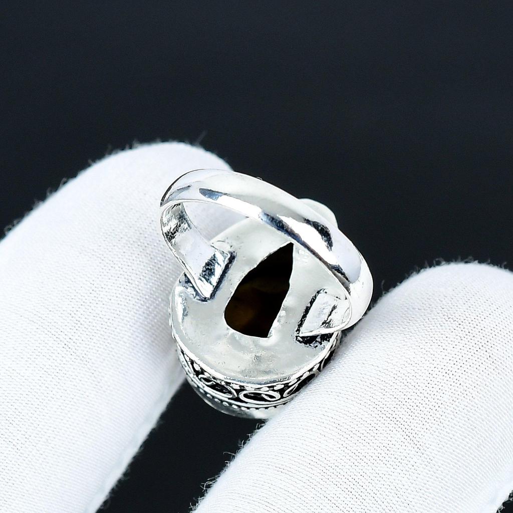 Inel cu Piatră Prețioasă Ochi de Tigru Natural, Bijuterii din Argint Sterling 925, Inel Lucrat Manual, Inel Statement din Argint cu Ochi de Tigru, Cadouri de Ziua de Naștere Pentru Femei