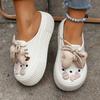 Women's Bow Decor Platform Clogs, Stylish Closed Toe Summer Beach Slide Shoes, Fashion Outdoor Lace-up Beach Garden Sandals