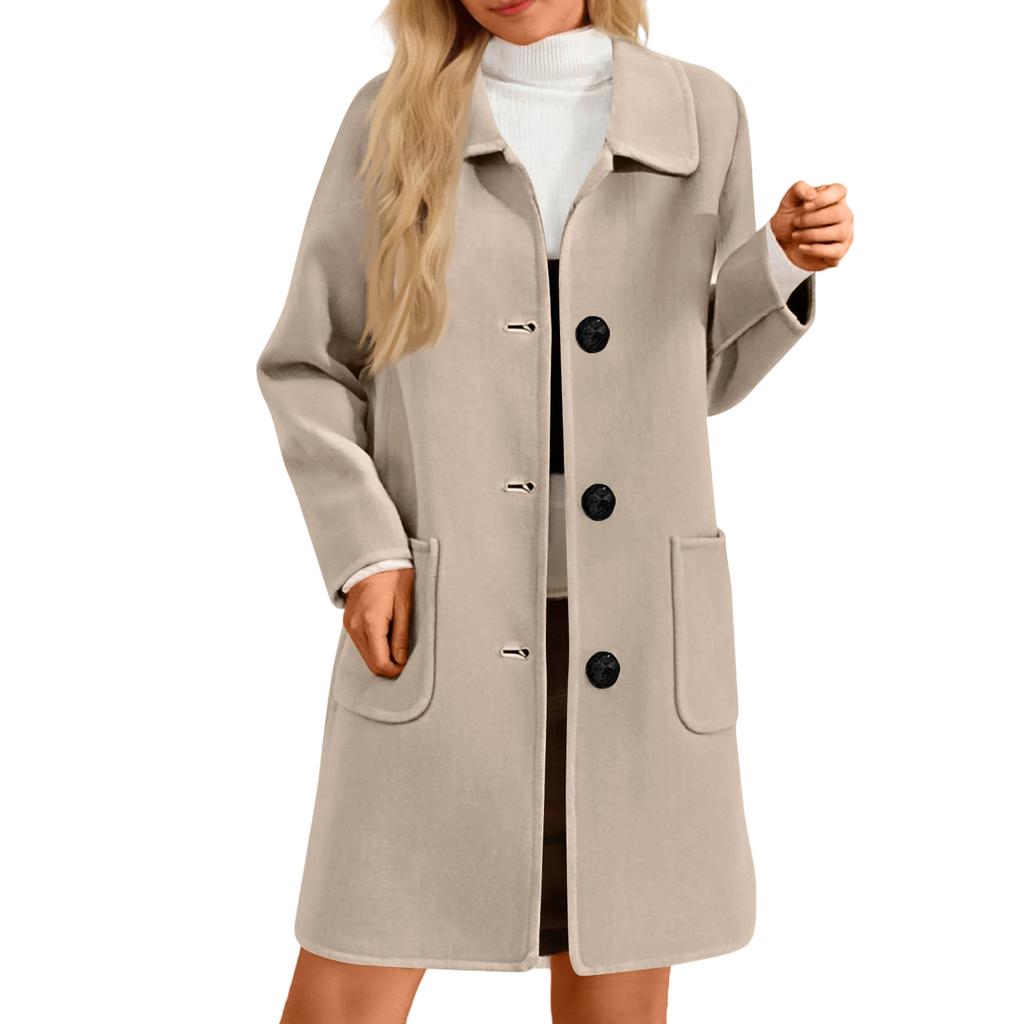Womens Solid Color Jacket Casual Loose Fit Button Coats Button Up Long Sleeve Outerwear With Pocket , Hooded Overcoat