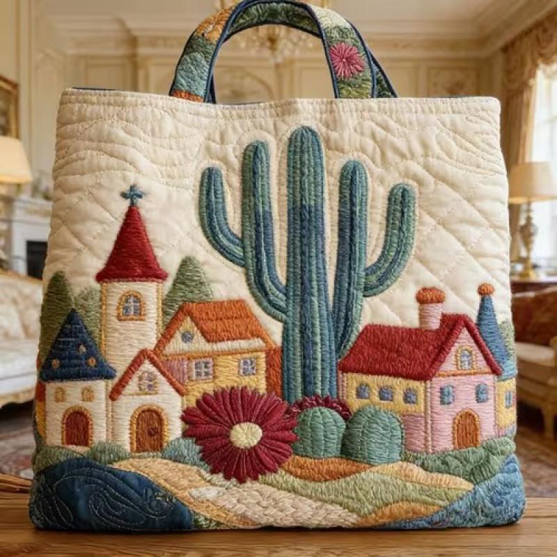 Bird Print Quilted Tote Bag - Fashion Shoulder Handbag Daily Use
